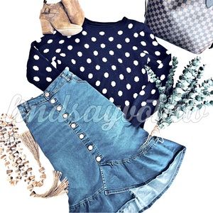 SKIRT~Be Girl~Split Ruffle Denim Skirt~2XL~EUC